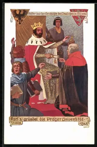 Künstler-AK Karl Alex Wilke: Karl N. gründet die Prager Universität
