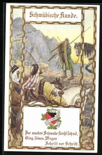 Künstler-AK Franz Kuderna: Schwäbische Kunde, Kreuzritter und Muslime