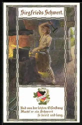 Künstler-AK Franz Kuderna: Siegfrieds Schwert