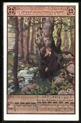 Künstler-AK Ernst Kutzer: Schubert-Lieder, Liebesbotschaft