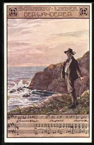 Künstler-AK Ernst Kutzer: Franz Schubert: Der Wanderer am Ufer
