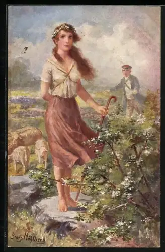 Künstler-AK Georg Mühlberg: Sah ein Knab` ein Röslein steh`n....