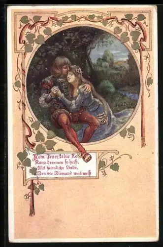 Künstler-AK Rud. Dutz: Kein Feuer, keine Kohle..., Liebespaar
