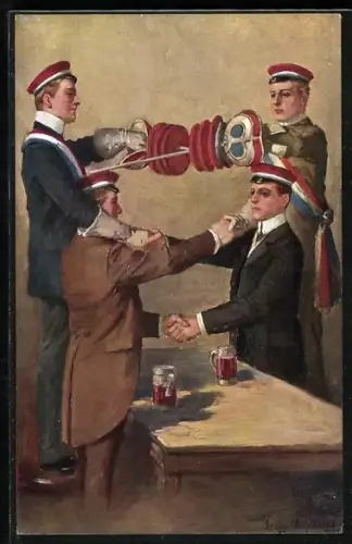 Künstler-AK Georg Mühlberg: Der Landesvater, Burschenschaftler mit Degen