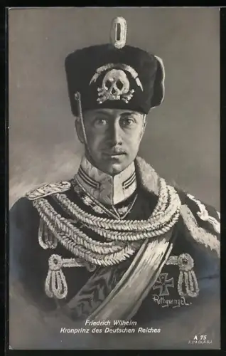 Künstler-AK Kronprinz Wilhelm von Preussen in Husarenuniform mit Eisernes Kreuz