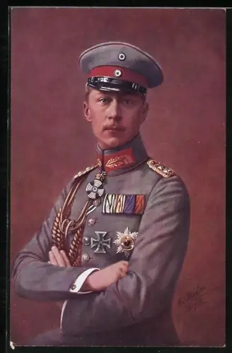 Künstler-AK Kronprinz Wilhelm von Preussen in Uniform mit Orden