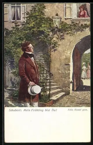 Künstler-AK Schubert: Mein Frühling bist Du!