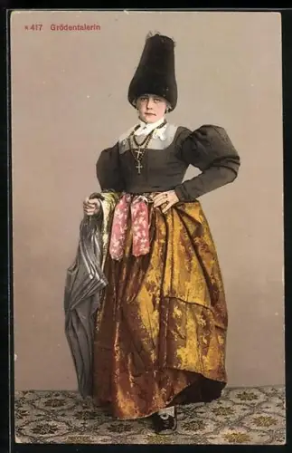 AK Schweizerin in Grödentaler Tracht
