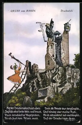 AK Ruine Drachenfels am Rhein