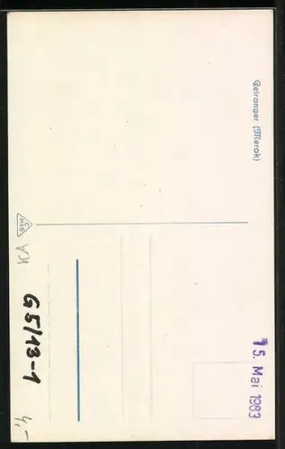 AK Geiranger, die Siedlung am Ufer, Blick zum Berg hinauf