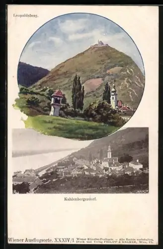 Künstler-AK Philipp + Kramer Nr. XXXIV /1: Wien, Kahlenbergerdorf, Leopoldsberg