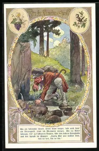 Künstler-AK F. Gareis: Bund der Deutschen in Niederösterreich Nr. 180, Bin ein fahrender Gesell