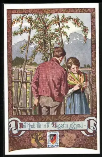 Künstler-AK Ernst Kutzer: Paar unter einem Apfelbaum