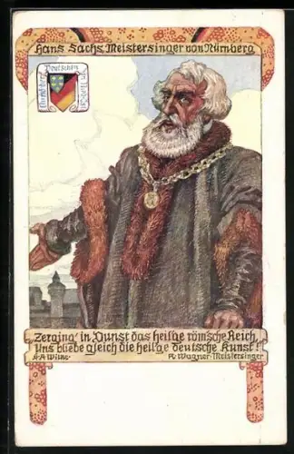 Künstler-AK Karl Alex Wilke: Hans Sachs Meistersinger von Nürnberg
