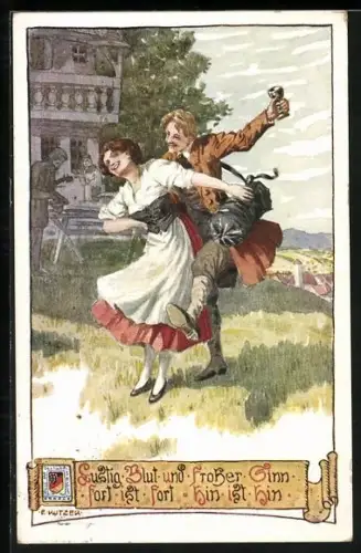 Künstler-AK Ernst Kutzer: Lustig Blut und froher Sinn... Tanzendes Paar