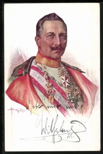 Künstler-AK Brüch: Kaiser Wilhelm II. in Galauniform mit Orden