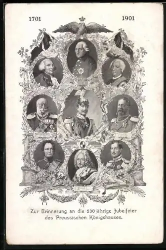 AK Erinnerung an die 200jährige Jubelfeier des Preussischen Königshauses mit Porträt Friedrich Wilhelm III. von Preussen