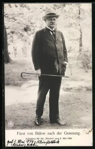 AK Fürst von Bülow nach der Genesung, Aufnahme für dei Woche 1906