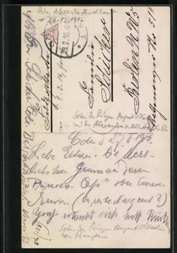 AK Herzogin Karoline Mathilde zu Schleswig-Holstein-Glücksburg mit ihrem Enkel Prinz Alexander Ferdinand v. Preussen