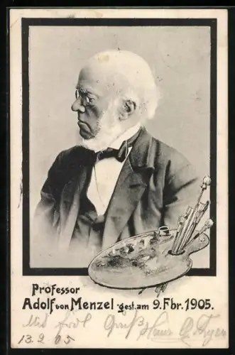 AK Professor Adolf Menzel, gest. am 9 Fbr. 1905