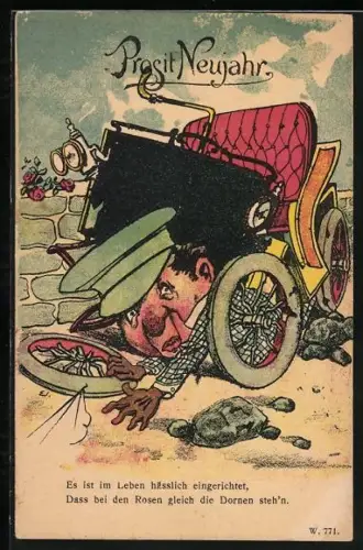 AK Prosit Neujahr, Verunfallter Automobilist