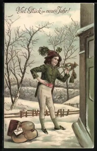 AK Postbote überbringt Briefe