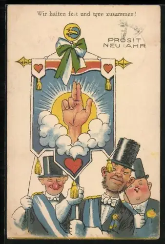 AK Wir halten fest und treu zusammen!, Männer tragen ein Banner mit Herzen und Treueschwur