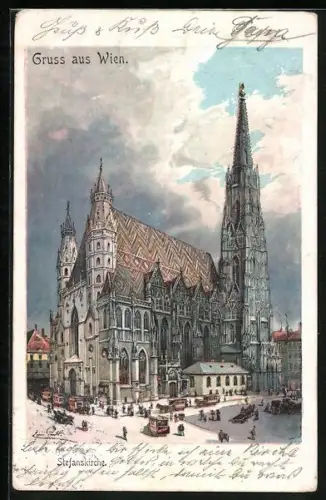 Künstler-AK Erwin Pendl: Wien, Blick zur Stefanskirche