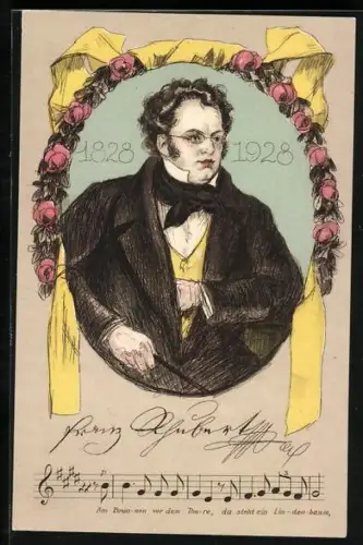 AK Franz Schubert 1828 - 1928, Am Brunnen vor dem Thore...