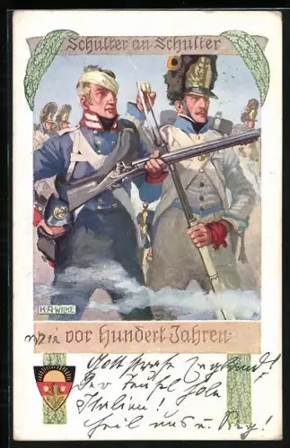 Künstler-AK Karl Alex Wilke: Schulter an Schulter im Kriege, Deutscher Schulverein Nr. 474
