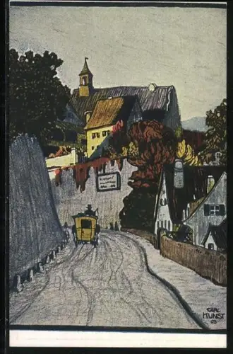 Künstler-AK Carl Kunst: Dachau, Bergstrasse