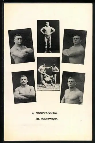 AK W. Hourti-Colon, Int. Meisterringer, Kraftsportler