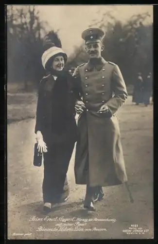 AK Prinz Ernst August zu Braunschweig mit seiner Braut Prinzessin Viktoria Luise von Preussen
