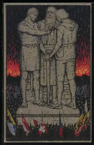 AK Propaganda, Wir wollen sein ein einzig Volk von Brüdern, Schweizer Bundesfeier 1915
