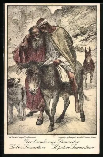 AK Der barmherzige Samariter stützt Kranken auf dem Esel, Schweizerischer Samariterbund, Rotes Kreuz