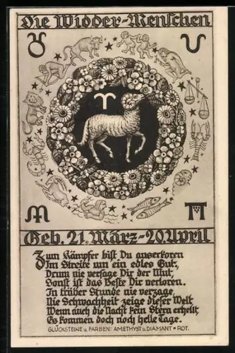 AK Sternzeichen Widder-Menschen, Geb. 21. März - 20. April
