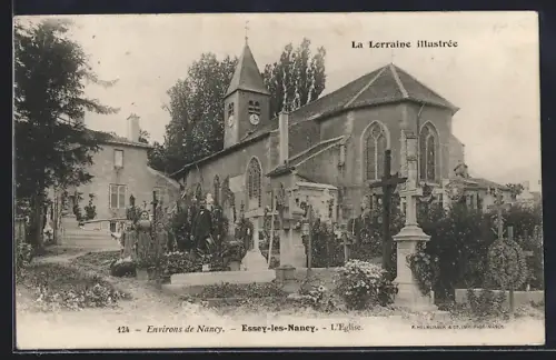 AK Essey-lès-Nancy, L`Église et le cimetière environnant