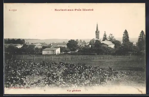 AK Noviant-aux-Prés, Vue générale du village avec église et campagne environnante