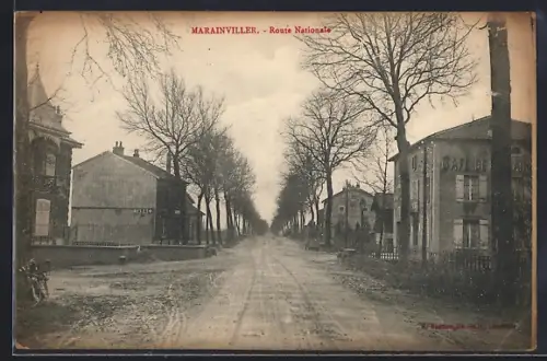 AK Marainviller, Route Nationale avec arbres bordant la rue