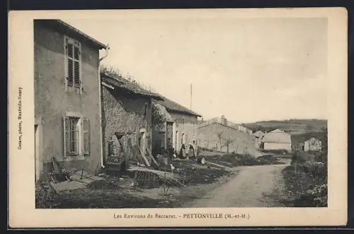 AK Pettonville /M.-et-M., Vue des maisons rurales et du chemin de campagne