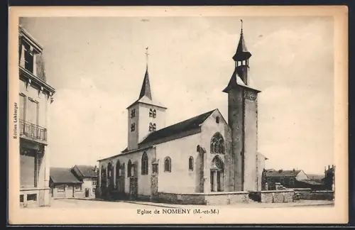 AK Nomeny /M.-et-M., Église de Nomeny avec son clocher distinctif