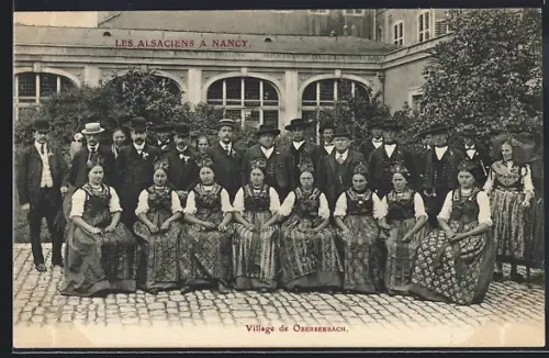 AK Nancy, Les Alsaciens à Nancy en costume traditionnel, Village de Oberseebach