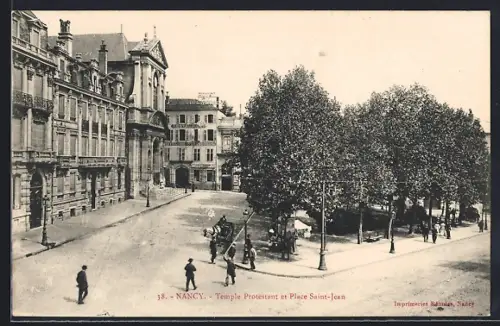 AK Nancy, Temple Protestant et Place Saint-Jean