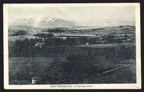 AK Rottenbuch / Obb., Ortsansicht mit Gebirgsansicht
