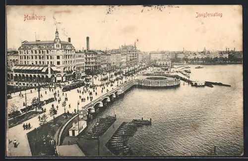 AK Hamburg-Neustadt, Jungfernstieg, Alsteranleger, Uferpromenade