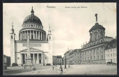 AK Potsdam, Nikolai Kirche und Rathaus