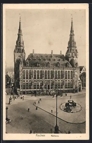 AK Aachen, Rathaus, Brunnen