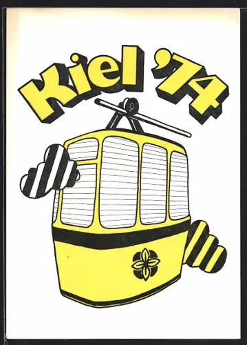 AK Kiel, Weipert-Gondelbahn, 1. innerstädtische Gondelbahn 1974
