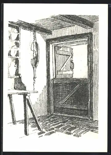 AK Kiel, Innenansicht Hoburg, Geschirrregal