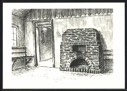 AK Kiel, Hoburg, Innenansicht mit Backofen